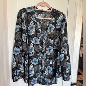 Torrid Floral Skull Blouse Size 2